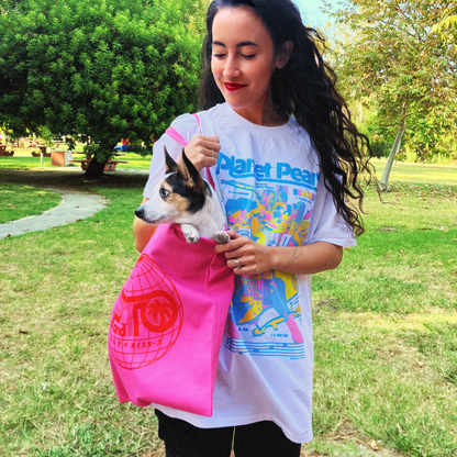 Pink tote bag: P&TO WORLD