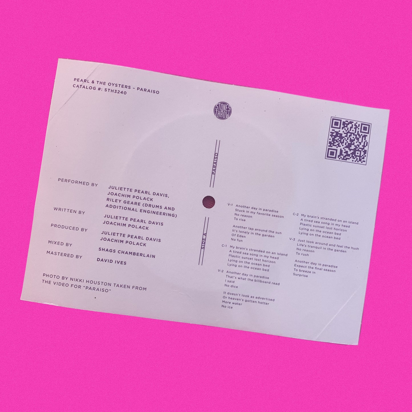 Paraiso flexi postcard (flexidisc) - FUNDRAISER (100% proceeds donated to the NRDC)